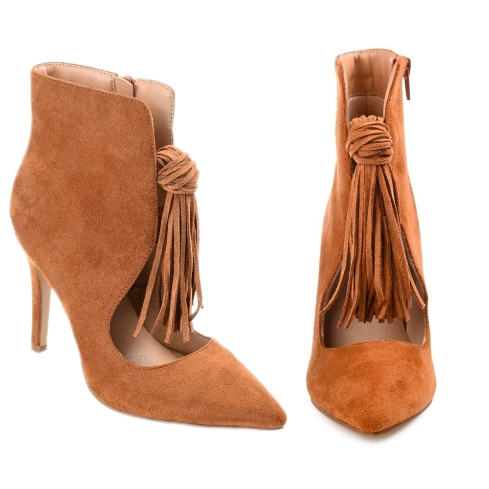 🔥Journee Collection Brown Suede Ankle Boots with Tassels
